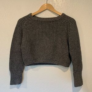 Grey Knit Crop Sweater - American Apparel